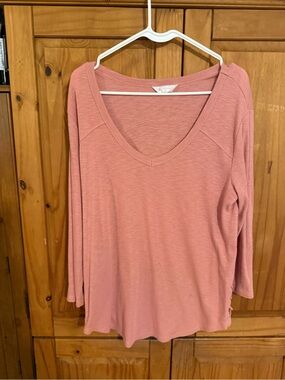 No Boundaries Dusty Rose V-Neck Long Sleeve Top